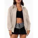 Blouson en similicuir femme - beige - fashion manches longues automne printemps