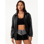 Blouson en similicuir femme - noir - fashion manches longues automne printemps