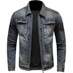 Blouson veste homme denim jacket retro blouson outwear longue manteau loisirs denim trucker veste homme ...