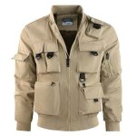 Blouson de vol vintage pour homme vitata - bomber de travail - veste multi - poches - kaki