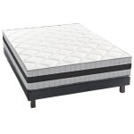 Blue moon lit complet 160x200 cm matelas 21cm 2 faces mmoire de forme + sommier tapissier noir. fabrication ...