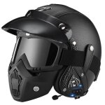 Bluetooth casque motojet retro 3 / 4 avc style rétro des lunettes de soleil et visière casque vintage ... Bluetooth casque motojet retro 3 / 4 avc style rétro des lunettes de soleil et visière casque vintage ...