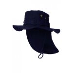 Bob safari - nyls cration - chapeau bob safari bleu marine lien serrage et protege nuque - bleu