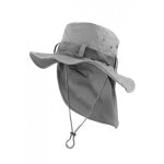 Bob safari - nyls cration - chapeau bob safari gris clair lien serrage et protege nuque - gris