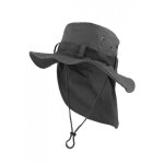 Bob safari - nyls cration - chapeau bob safari gris fonce lien serrage et protege nuque - gris