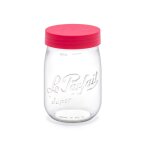 Bocal color a vis 1l en verre avec couvercle rouge