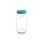 Bocal color � vis 2l en verre avec couvercle bleu clair