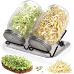 Bocal de germination 2 x 1000ml germoir en verre bocal � germes avec 2 couvercle � grille en acier inoxydable ...