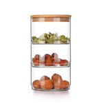 Bocal de rangement combin avec couvercle en bambou multicouche et empil pour picerie adapt au stockage ...