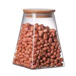 Bocal de rangement en verre avec couvercles hermtiques en bois de bambou pour comptoir de cuisine garde ...