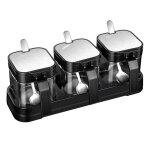 Bocaux de stockage en verre ensemble de r�cipients � �pices avec couvercles et cuill�res en acier inoxydable ...