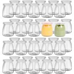 Bocaux verre 150ml avec couvercle lot de 40 pour pudding yaourt confitures miel desserts
