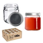 Bocaux en verre 200ml kadax lerma 100pcs avec couvercles argents