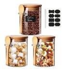 Bocaux en verre - bocal en verre avec couvercle hermtique et cuillre - 3 pcs - 530ml - pour caf / ...