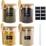 Bocal en verre avec couvercle hermétique et cuillère350ml 4pcs pot en verrepour Épices thé noix graines ... Bocal en verre avec couvercle hermétique et cuillère350ml 4pcs pot en verrepour Épices thé noix graines ...