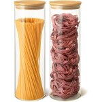 Bocaux en verre pour pates - hermetique avec couvercle - lavable en machine - bocal en verre et bambou ...