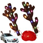 Bois de renne de voiture d�coration de bois de renne de no�l avec lumi�res led kit de d�coration de voiture ...