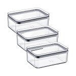 Botes alimentaires - 7h seven house - lot de 3 - 10. 5x16. 5x7. 5cm - transparent - hermtiques