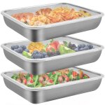 Bo�tes alimentaires inox - lot de 3 r�cipients herm�tiques avec couvercle �tanche - id�al pour cuisine ...