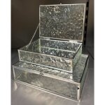 2 botes  bijoux ania mtal et verre argent 22x17cm - atmosphera createur dinterieur