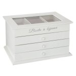 Bote  bijoux 3 tiroirs blanc 25x15cm - atmosphera createur dinterieur
