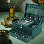 Boite a bijoux femme fille boîte à bijoux velours trois couche verrouillable grande capacité boite de ... Boite a bijoux femme fille boîte à bijoux velours trois couche verrouillable grande capacité boite de ...