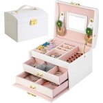 Boite a bijoux rangement bijoux boite a bijoux femme bote  bijoux en cuir pu avec 2 tiroirs coffre ...