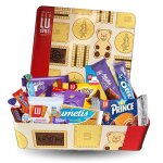 Bote  biscuits lu garnie : coffret gourmand avec 30 biscuits pocket & 20 bonbons au chocolat edition ...