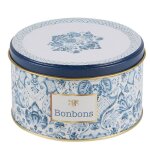 Bo�te � bonbons en m�tal bleu blanc et dor�