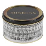 Bote  bonbons en mtal noir blanc et dor