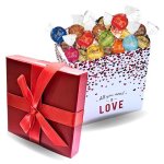 Boite carrée coeur et son assortiment de 40 bouchées lindor à offrir Boite carrée coeur et son assortiment de 40 bouchées lindor à offrir