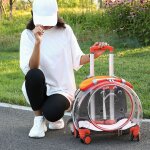 Bo�te de chariot pour animaux de compagnie sortant capsule spatiale portable sac � dos transparent t�te ...