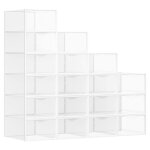 Bo�tes � chaussures organisateurs en plastique avec porte lot de 18 empilables 332 x 23 x 145 cm transparentes ...