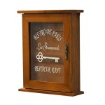 Boîte à clés - armoire à clés - bois massif - design rétro - couleur marron / bleu - 25x6x21 cm Boîte à clés - armoire à clés - bois massif - design rétro - couleur marron / bleu - 25x6x21 cm