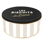 Boite de conservation pour les biscuits en m�tal � rayures collection au bistrot beige