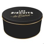 Boite de conservation pour les biscuits en mtal  rayures collection au bistrot noir