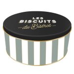 Boite de conservation pour les biscuits en mtal  rayures collection au bistrot vert