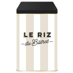 Boite de conservation pour le riz en m�tal � rayures collection au bistrot beige