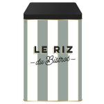 Boite de conservation pour le riz en m�tal � rayures collection au bistrot vert