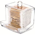 Boite coton tige distributeur de coton boite salle de bain acrylique rangement coton tige pour cosmtiques ...