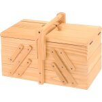 Boîte à couture - bois - 5 compartiments - beige - dimensions: 15 cm Boîte à couture - bois - 5 compartiments - beige - dimensions: 15 cm
