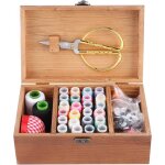 Bote  couture en bois panier  coudre organisateur de fil daiguille accessoires de couture (kit doutils ...