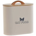 Bote  croquettes - wadiga - mtal et bambou - beige - 20x10x18cm - pour chat