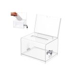 Bo�te dons acrylique verrouillable urne transparente avec serrure autocollant inclus votes / concours ...
