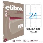 Boite de 2400 tiquettes - format 64 x 33. 9 mm - etibox - apli 100323