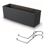 Bote a fleurs et support pot de fleurs58 cm bac de balcon jardiniere en plastique couleur anthracite ...