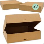 Bo�tes � g�teaux en carton kraft alimentaire 32x32x8 cm - transport p�tisseries desserts tartes pizzas ...