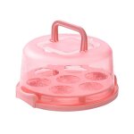 Bo�te � g�teaux portable avec couvercle et support � cupcakes rangement amovible rose