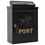 Bo�te aux lettres murale vintage - vidaxl - aluminium coul� - noir - 29x13x41 cm - anti - rouille - imperm�abl ...