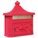 Bo�te aux lettres murale vintage - vidaxl - rouge - aluminium coul� - 405 x 155 x 44 cm - imperm�able ...